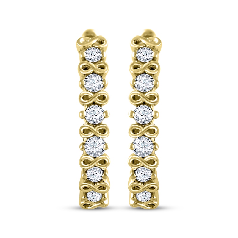 Main Image 2 of Diamond Infinity Symbol Hoop Earrings 1/4 ct tw 10K Yellow Gold