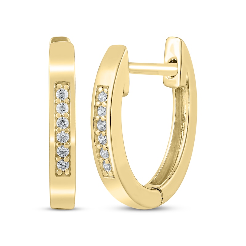 Main Image 1 of Diamond Hoop Earrings 1/20 ct tw 10K Yellow Gold
