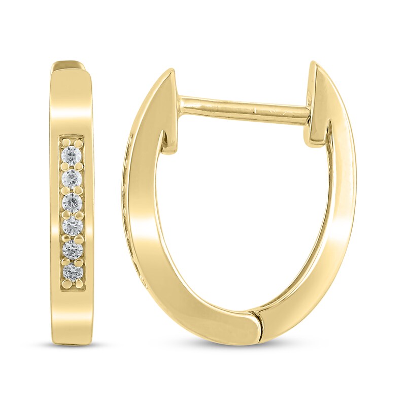 Main Image 3 of Diamond Hoop Earrings 1/20 ct tw 10K Yellow Gold