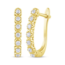 Diamond X Hoop Earrings 1/4 ct tw 10K Yellow Gold