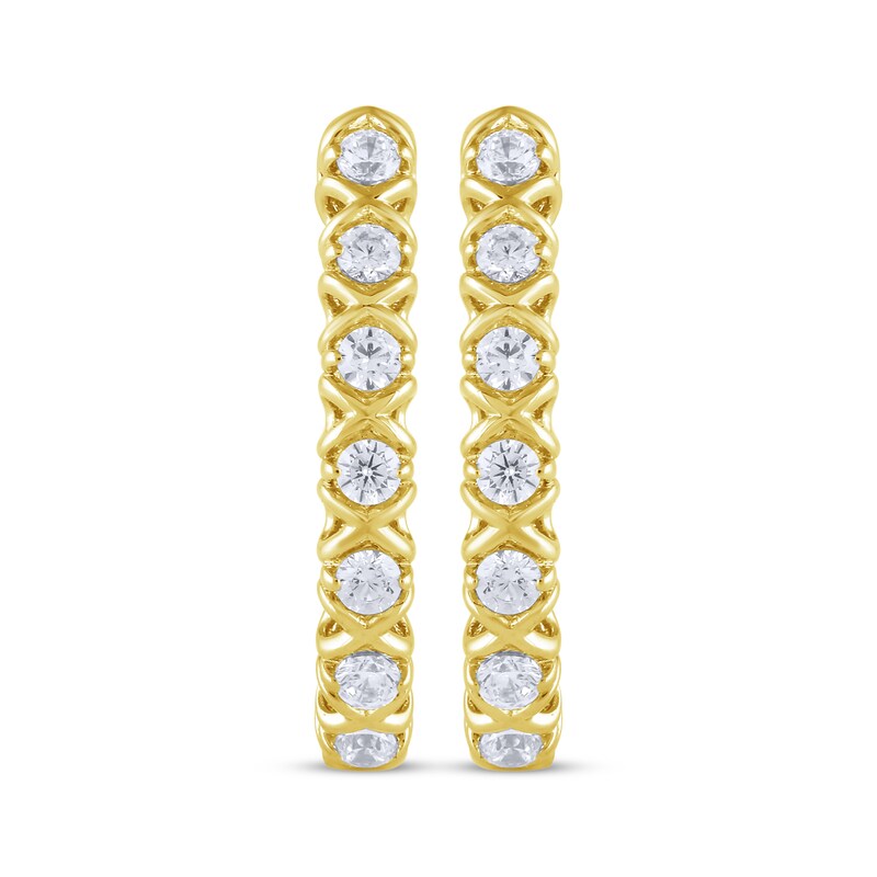 Main Image 2 of Diamond X Hoop Earrings 1/4 ct tw 10K Yellow Gold