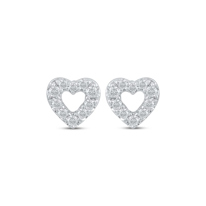 Main Image 2 of Diamond Open Heart Stud Earrings 1/6 ct tw 10K White Gold