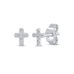 Diamond Cross Stud Earrings 1/20 ct tw 10K White Gold