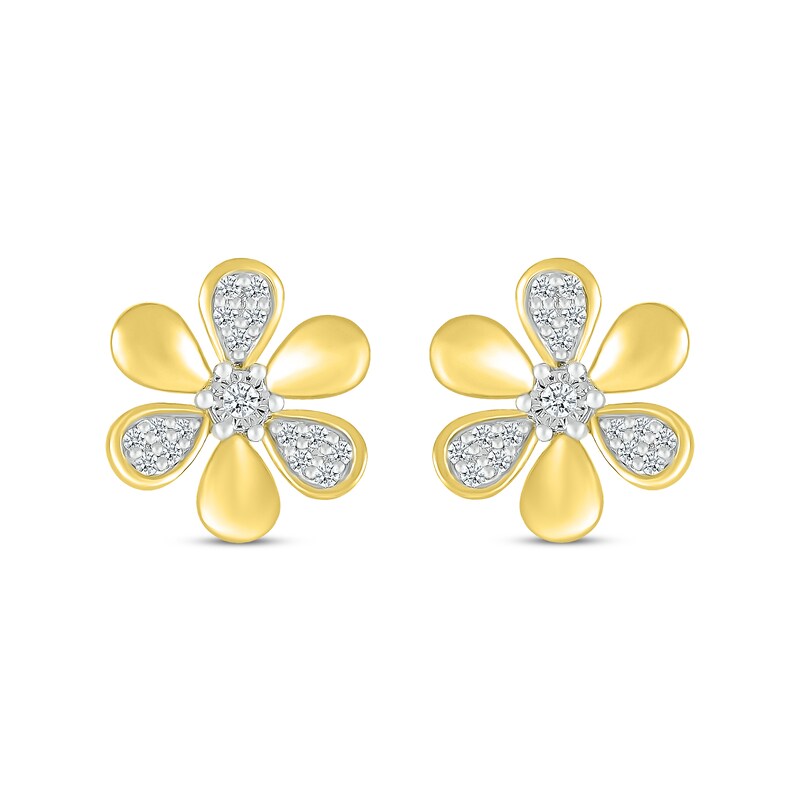 Main Image 2 of Diamond Flower Earrings 1/10 ct tw 10K Yellow Gold