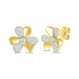 Diamond Clover Stud Earrings 1/5 ct tw 10K Yellow Gold