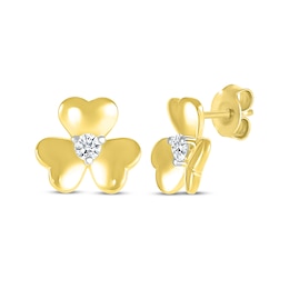 Diamond Heart Petal Stud Earrings 1/10 ct tw 10K Yellow Gold