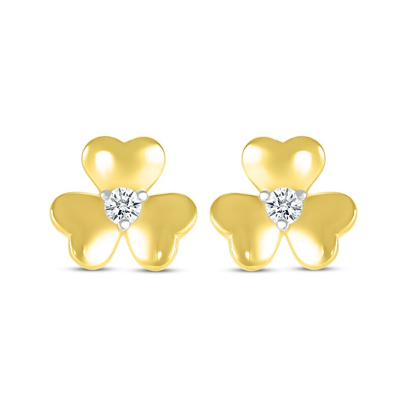 Main Image 2 of Diamond Heart Petal Stud Earrings 1/10 ct tw 10K Yellow Gold