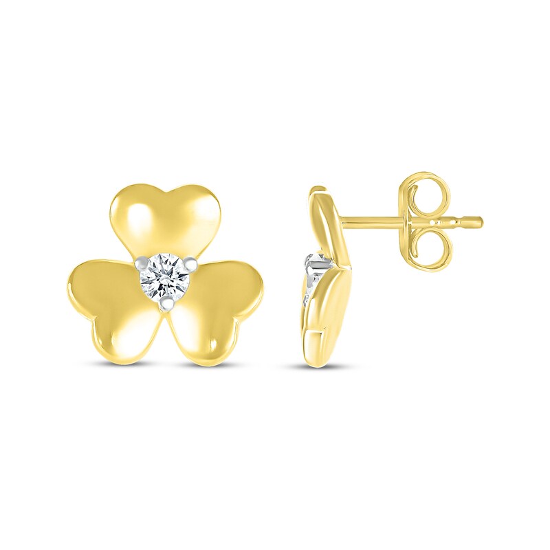 Main Image 3 of Diamond Heart Petal Stud Earrings 1/10 ct tw 10K Yellow Gold