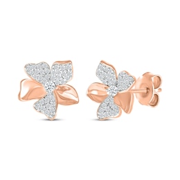 Diamond Flower Stud Earrings 1/4 ct tw 10K Rose Gold