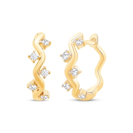 Diamond Zigzag Hoop Earrings 1/8 ct tw 10K Yellow Gold