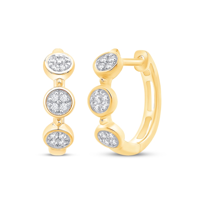Main Image 1 of Diamond Circles Hoop Earrings 1/10 ct tw 10K Yellow Gold