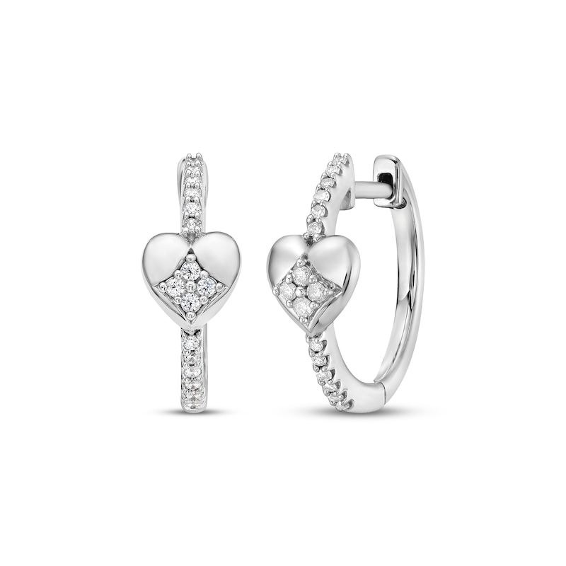 Main Image 1 of Diamond Heart Hoop Earrings 1/5 ct tw Sterling Silver