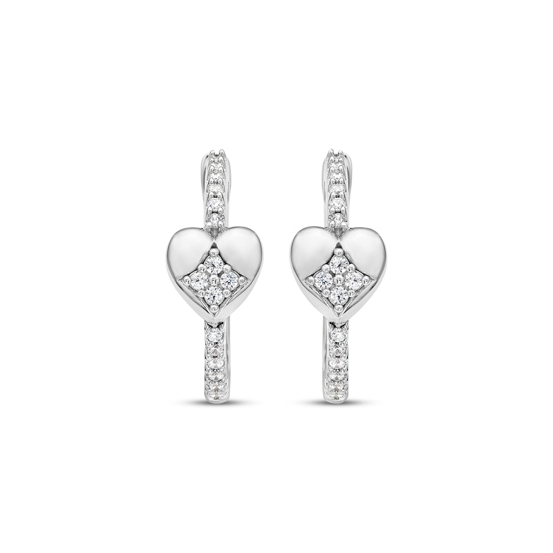 Main Image 2 of Diamond Heart Hoop Earrings 1/5 ct tw Sterling Silver