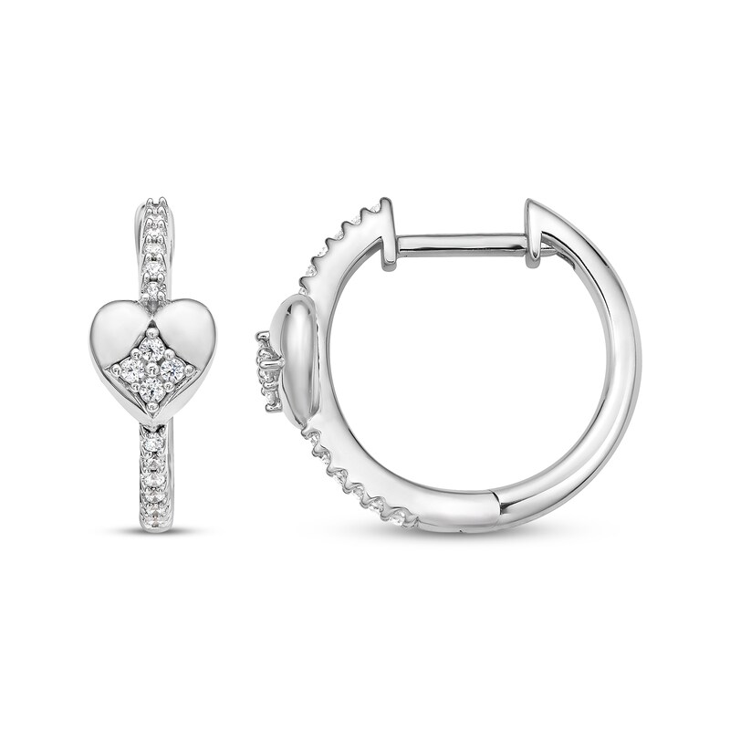 Main Image 3 of Diamond Heart Hoop Earrings 1/5 ct tw Sterling Silver
