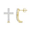 Thumbnail Image 3 of Diamond Curved Cross Earrings 1/6 ct tw 10K Yellow Gold 18"