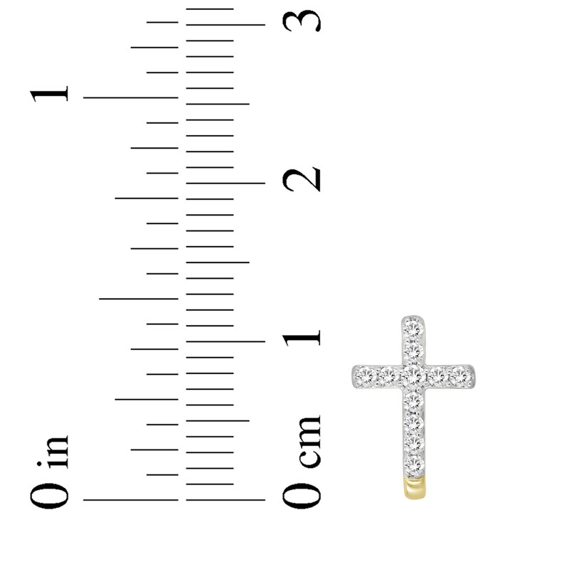 Main Image 4 of Diamond Curved Cross Earrings 1/6 ct tw 10K Yellow Gold 18"