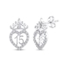 Thumbnail Image 0 of Diamond Quinceañera Heart with Crown Stud Earrings 1/6 ct tw 10K White Gold