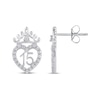 Thumbnail Image 2 of Diamond Quinceañera Heart with Crown Stud Earrings 1/6 ct tw 10K White Gold