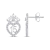 Thumbnail Image 3 of Diamond Quinceañera Heart with Crown Stud Earrings 1/6 ct tw 10K White Gold
