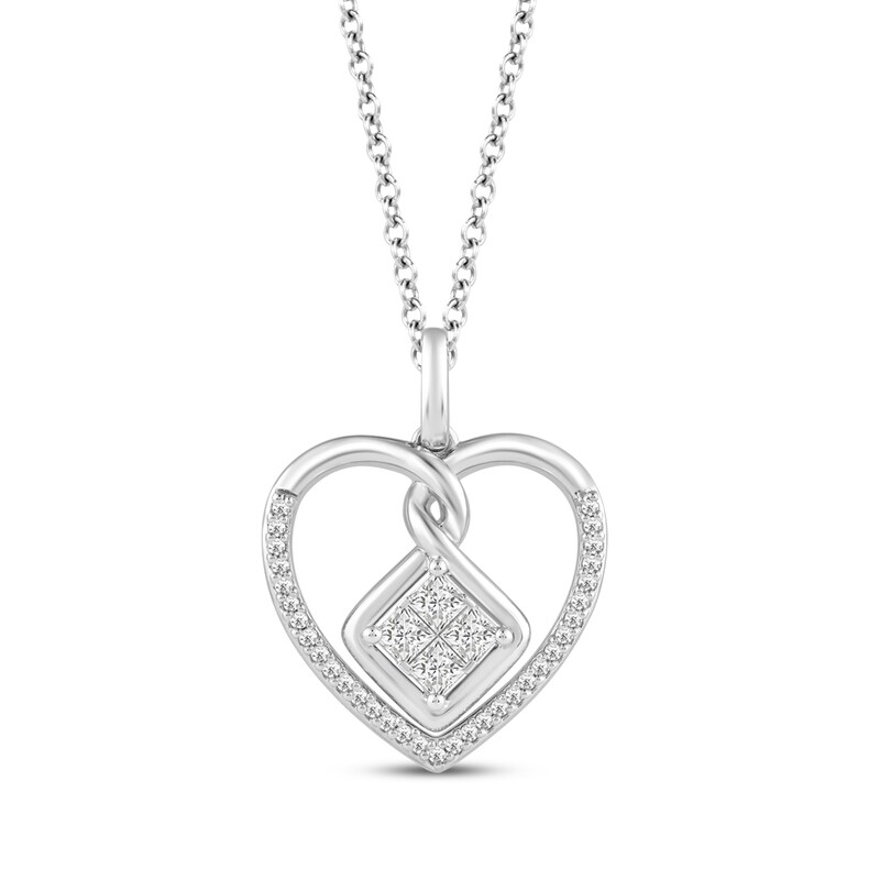 Main Image 1 of Hallmark Diamonds One Love Twisting Heart Necklace 1/3 ct tw Sterling SIlver 18"