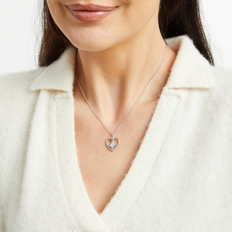 Main Image 2 of Hallmark Diamonds One Love Twisting Heart Necklace 1/3 ct tw Sterling SIlver 18"