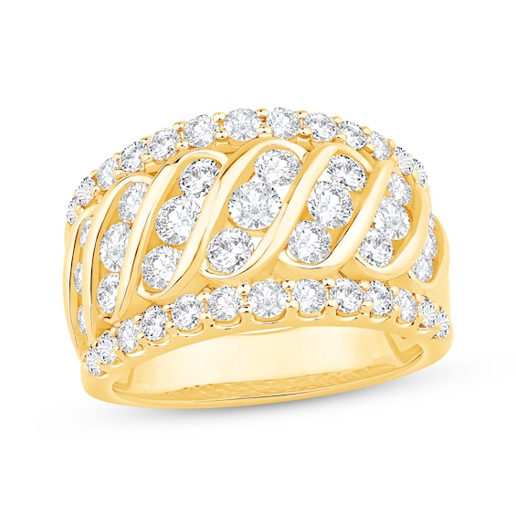 Diamond Trios Swirl Ring 2 ct tw 14K Yellow Gold