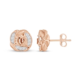 Diamond Rose Stud Earrings 1/5 ct tw 10K Rose Gold