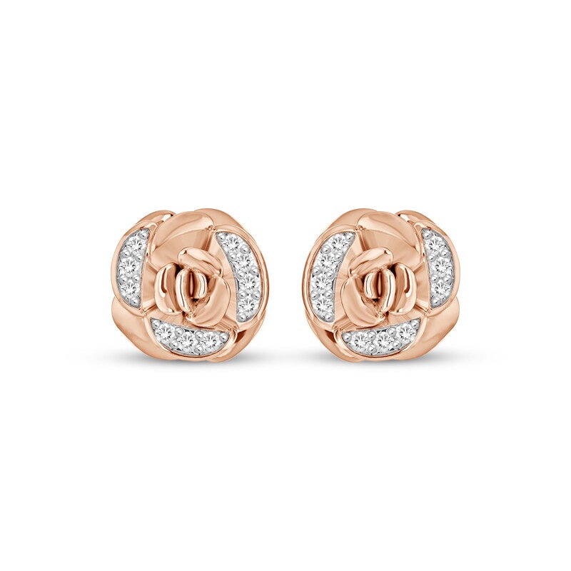 Main Image 2 of Diamond Rose Stud Earrings 1/5 ct tw 10K Rose Gold