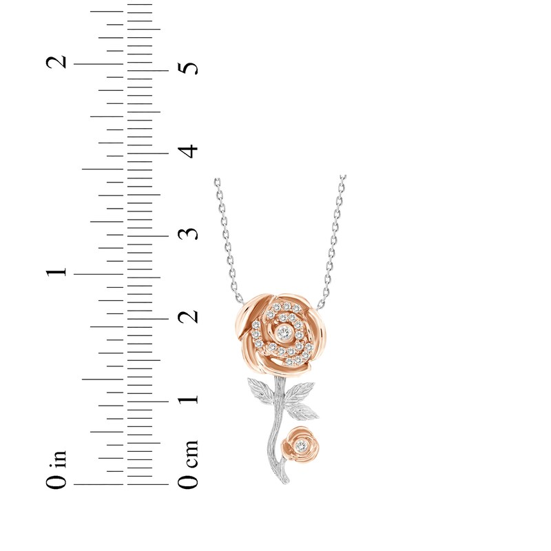 Main Image 2 of Diamond Rose Necklace 1/10 ct tw 10K Two-Tone Gold 18"
