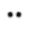 Thumbnail Image 1 of Black & White Diamond Halo Stud Earrings 1 ct tw 10K White Gold