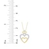 Thumbnail Image 2 of Diamond Double Heart with Crown Necklace 1/6 ct tw 10K Yellow Gold 16"