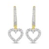 Thumbnail Image 2 of Diamond Hoop Drop Heart Earrings 1/4 ct tw 10K Yellow Gold