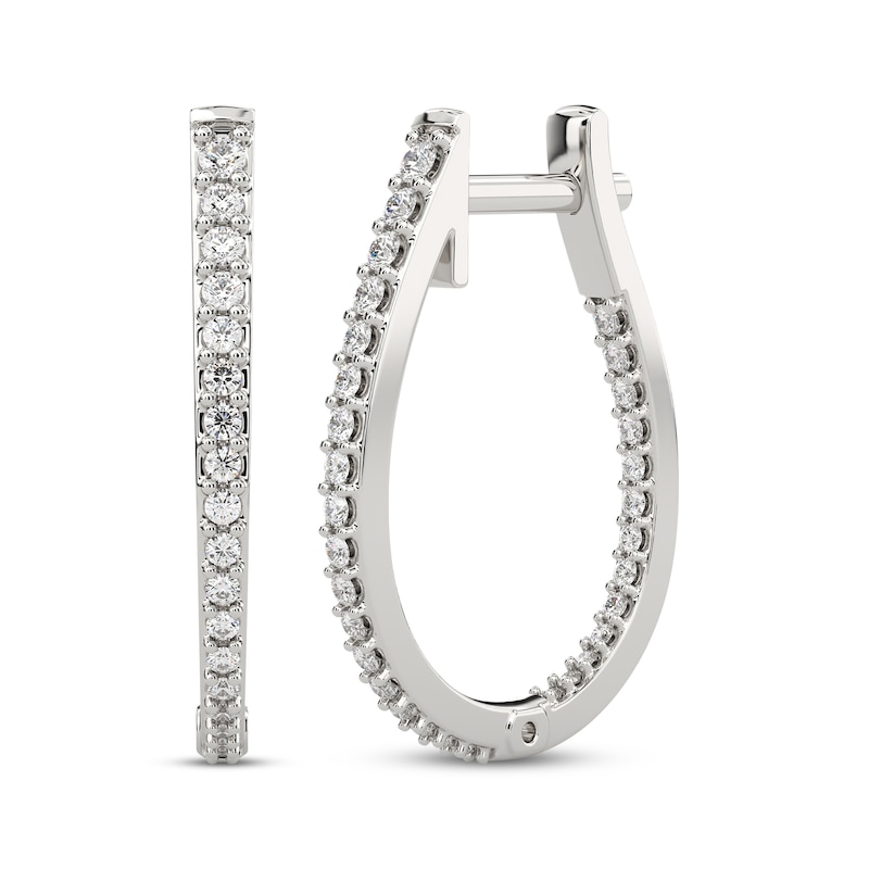 Main Image 1 of Diamond Inside-Out Hoop Earrings 1/2 ct tw 10K White Gold