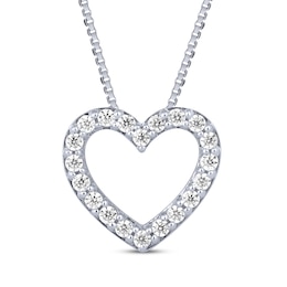 Diamond Heart Necklace 1/2 ct tw 10K White Gold 18"