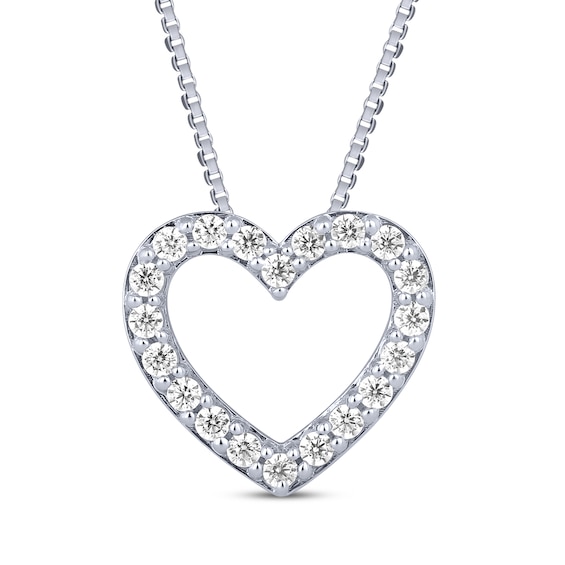 Diamond Heart Necklace 1/2 ct tw 10K White Gold 18"
