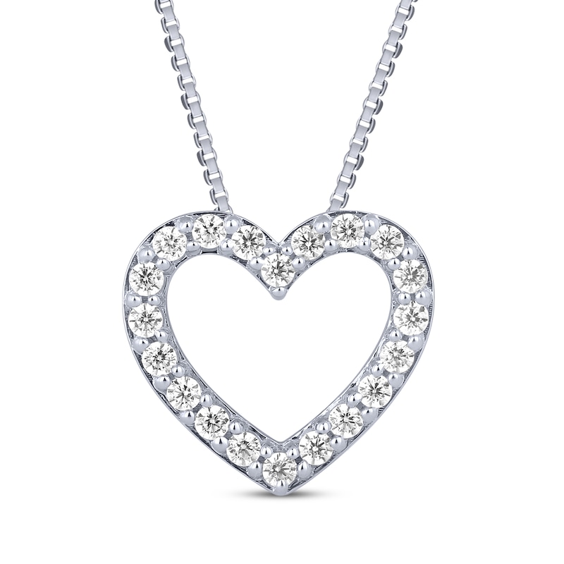 Main Image 1 of Diamond Heart Necklace 1/2 ct tw 10K White Gold 18"