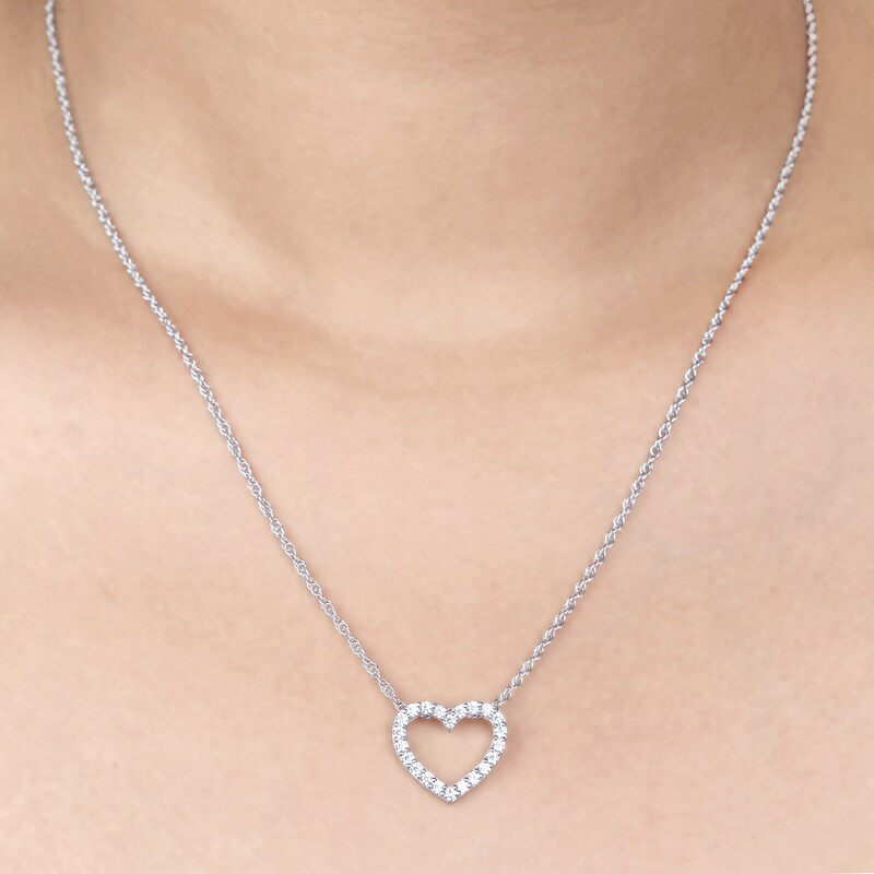 Main Image 4 of Diamond Heart Necklace 1/2 ct tw 10K White Gold 18"