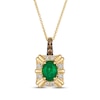 Thumbnail Image 1 of Le Vian Oval-Cut Emerald Necklace 1/5 ct tw Diamonds 14K Honey Gold 20"