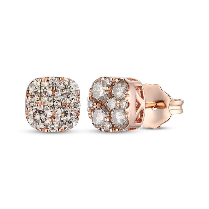 Main Image 1 of Le Vian Multi-Diamond Cushion Stud Earrings 3/4 ct tw 14K Strawberry Gold