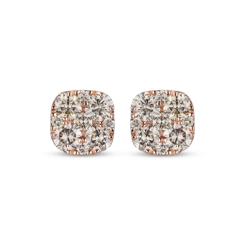 Main Image 2 of Le Vian Multi-Diamond Cushion Stud Earrings 3/4 ct tw 14K Strawberry Gold