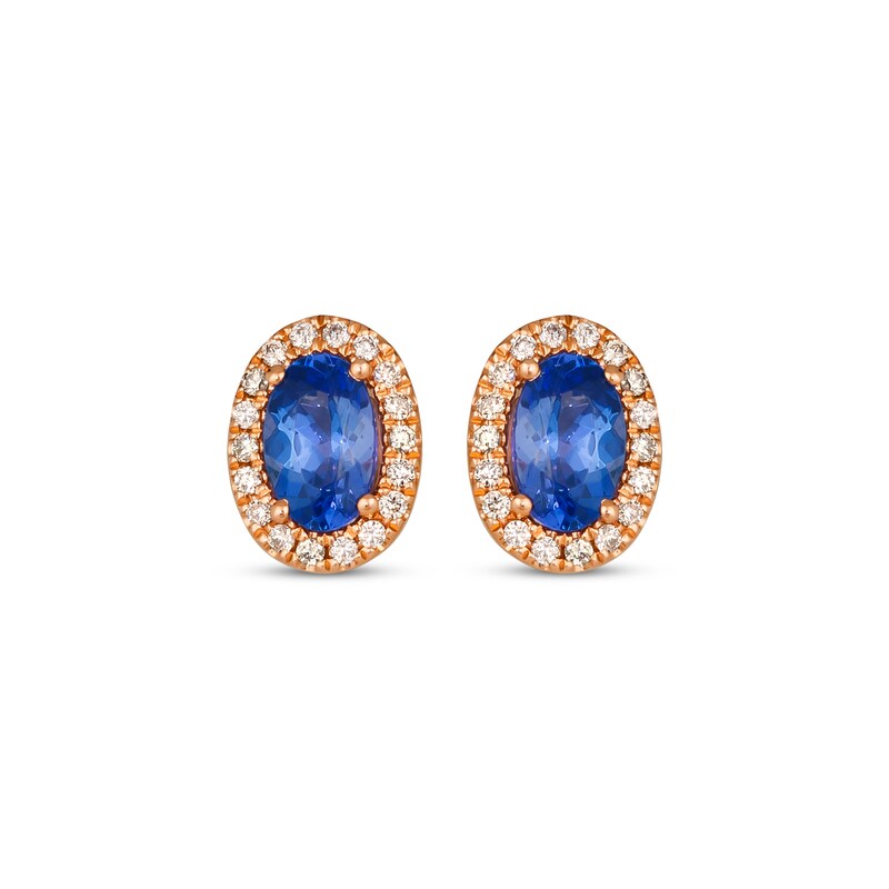 Main Image 2 of Le Vian Oval-Cut Tanzanite Earrings 1/10 ct tw Diamonds 14K Strawberry Gold