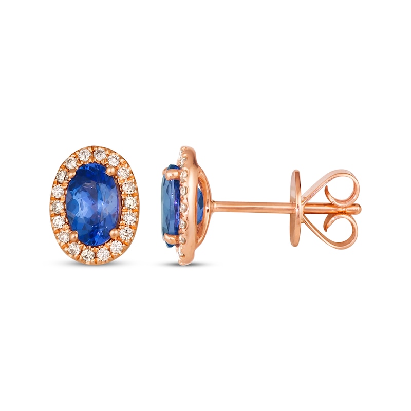 Main Image 3 of Le Vian Oval-Cut Tanzanite Earrings 1/10 ct tw Diamonds 14K Strawberry Gold