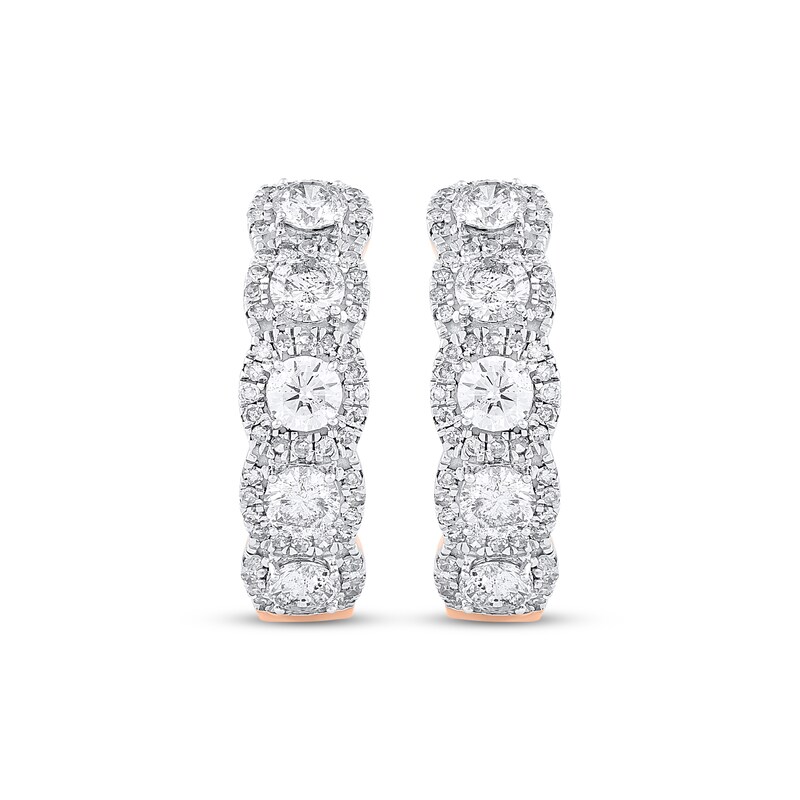 Main Image 2 of Diamond Halo Hoop Earrings 2 ct tw 10K Rose Gold