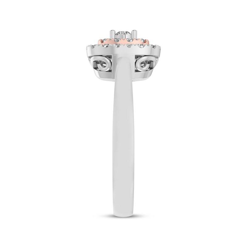 Main Image 2 of Diamond Double-Halo Fashion Ring 1/5 ct tw 10K Rose Gold & Sterling Silver