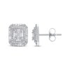 Thumbnail Image 1 of Baguette & Round-Cut Diamond Octagon Halo Stud Earrings 1/2 ct tw 10K White Gold