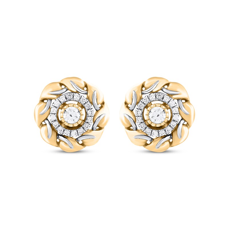 Main Image 2 of Diamond Halo Stud Earrings 1/3 ct tw 10K Yellow Gold