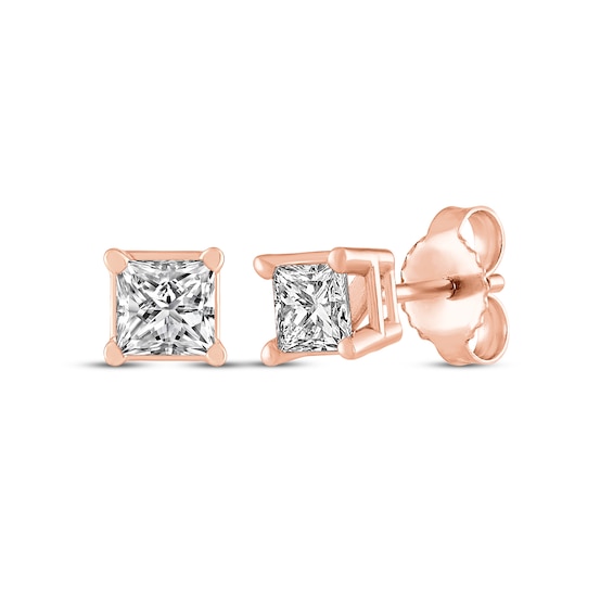 Princess-Cut Diamond Solitaire Stud Earrings 1/4 ct tw 14K Rose Gold (J/I3)