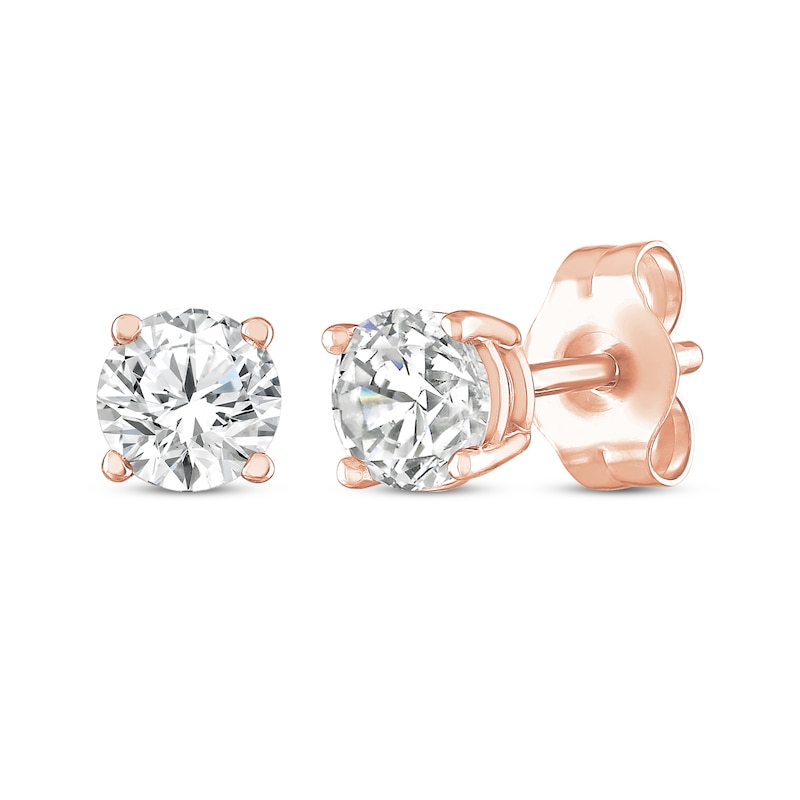 Round-Cut Diamond Solitaire Stud Earrings 1/2 ct tw 14K Rose Gold (J/I3)