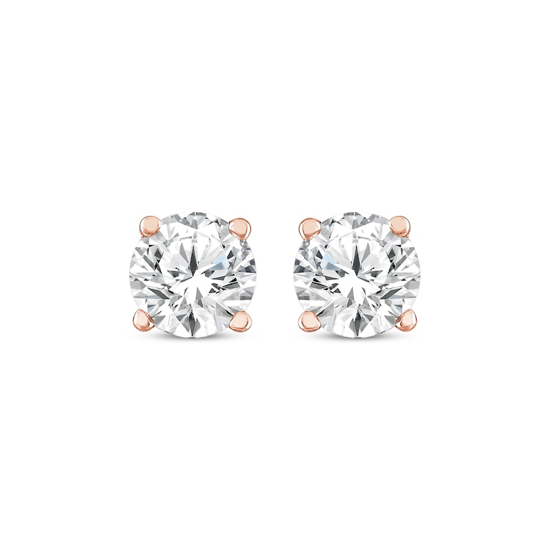 Main Image 2 of Round-Cut Diamond Solitaire Stud Earrings 1/2 ct tw 14K Rose Gold (J/I3)