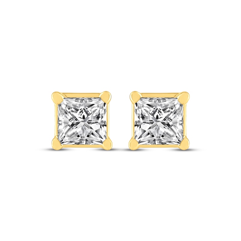 Princess-Cut Diamond Solitaire Stud Earrings 1/2 ct tw 14K Yellow Gold (J/I3)